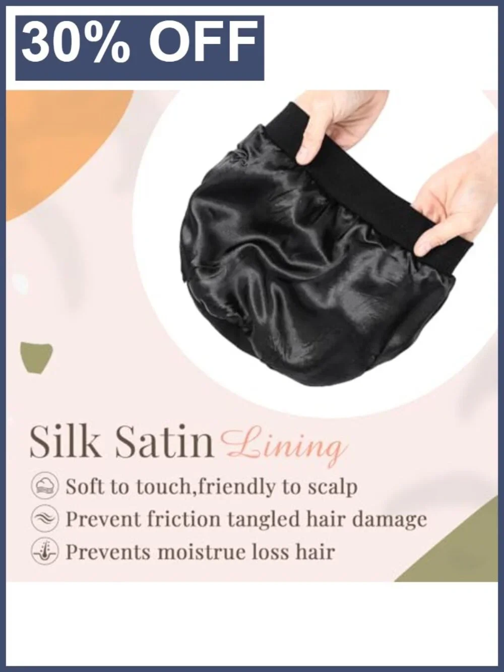4 Pack Satin Lined Sleeping Bonnets for Women Cotton Spandex Hair Care